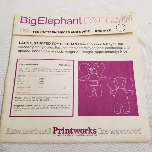 1970's Printworks Big Elephant pattern Pat045 - Picture 3 of 5